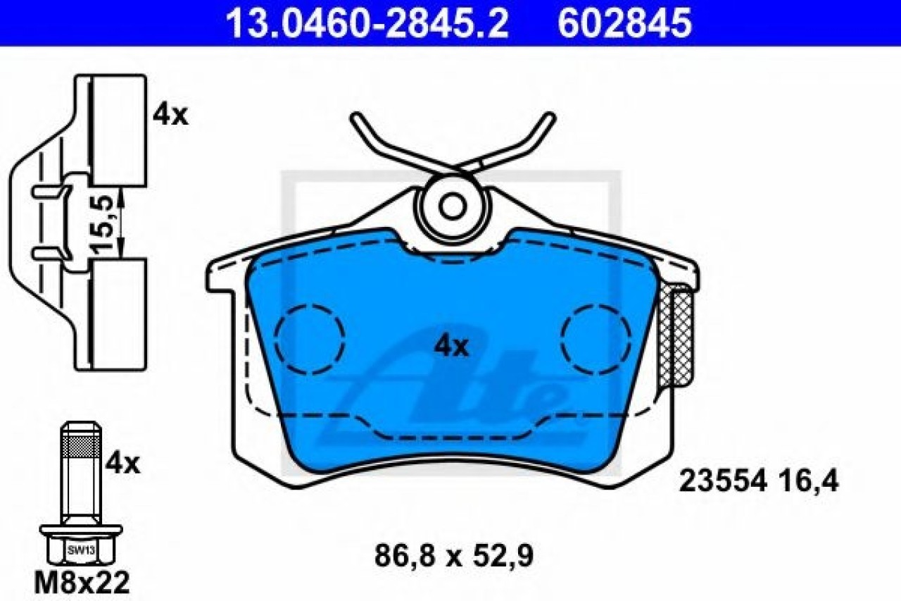 Set placute frana,frana disc RENAULT MEGANE II (BM0/1, CM0/1) (2002 - 2011) ATE 13.0460-2845.2 piesa NOUA