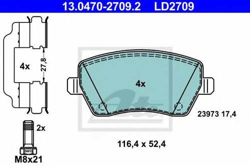 Set placute frana,frana disc RENAULT MODUS / GRAND MODUS (F/JP0) (2004 - 2016) ATE 13.0470-2709.2 pi...