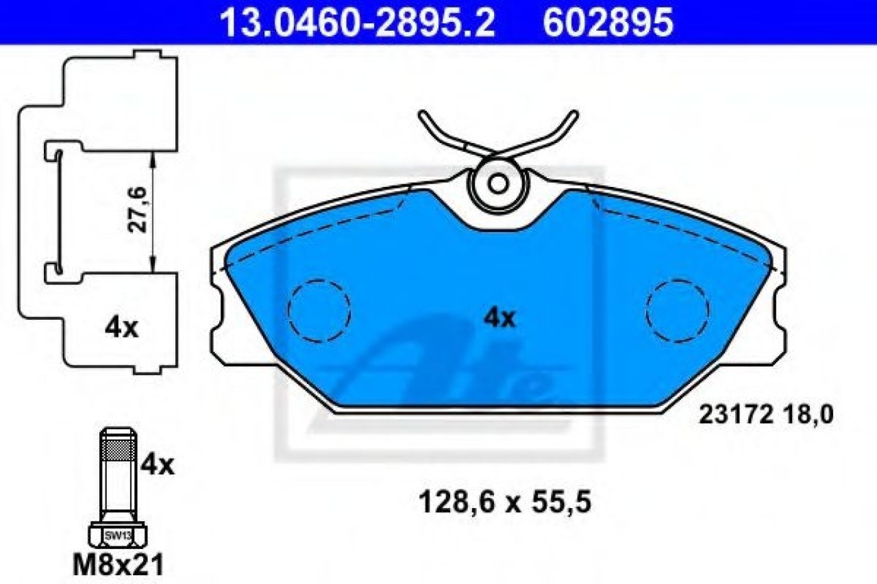Set placute frana,frana disc RENAULT SCENIC I (JA0/1) (1999 - 2003) ATE 13.0460-2895.2 piesa NOUA