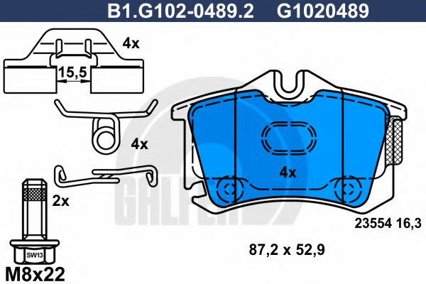 Set placute frana,frana disc RENAULT SCENIC I (JA0/1) (1999 - 2003) GALFER B1.G102-0489.2 piesa NOUA