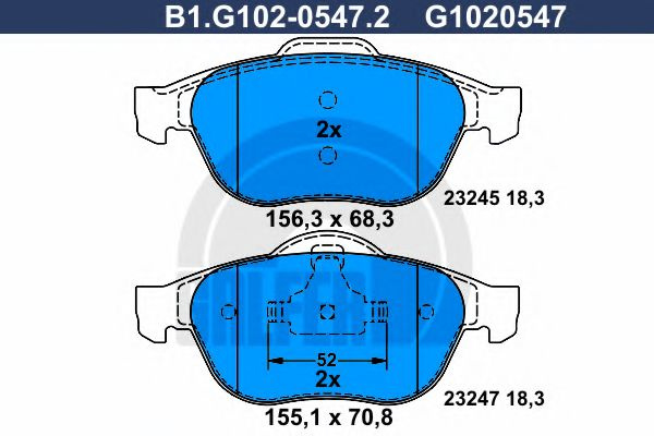 Set placute frana,frana disc RENAULT SCENIC I (JA0/1) (1999 - 2003) GALFER B1.G102-0547.2 piesa NOUA