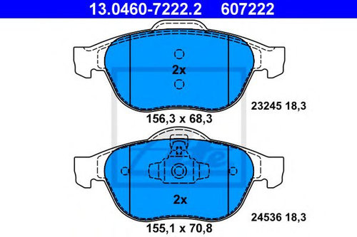 Set placute frana,frana disc RENAULT SCENIC II (JM0/1) (2003 - 2009) ATE 13.0460-7222.2 piesa NOUA