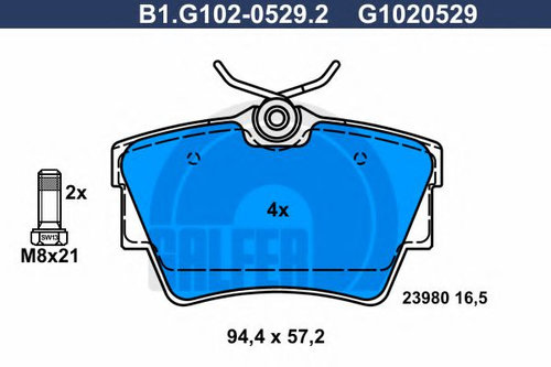 Set placute frana,frana disc RENAULT TRAFIC II bus (JL) (2001 - 2014) GALFER B1.G102-0529.2 piesa NO...