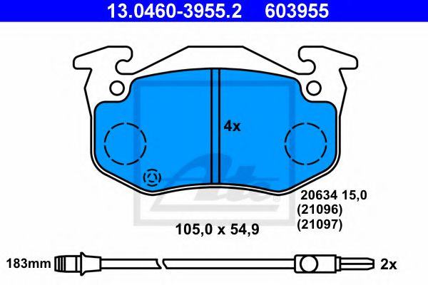 Set placute frana,frana disc RENAULT TWINGO I (C06) (1993 - 2012) ATE 13.0460-3955.2 piesa NOUA