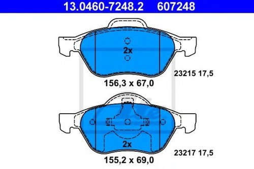 Set placute frana,frana disc RENAULT TWINGO II (CN0) (2007 - 2014) ATE 13.0460-7248.2 piesa NOUA