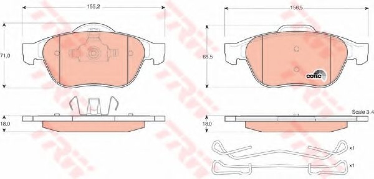 Set placute frana,frana disc RENAULT VEL SATIS (BJ0) (2002 - 2016) TRW GDB1468 piesa NOUA