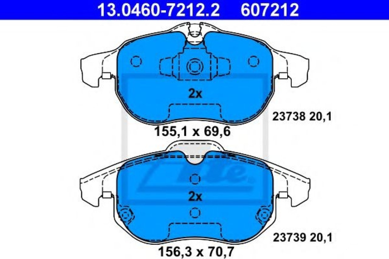Set placute frana,frana disc SAAB 9-3 Cabriolet (YS3D) (1998 - 2003) ATE 13.0460-7212.2 piesa NOUA
