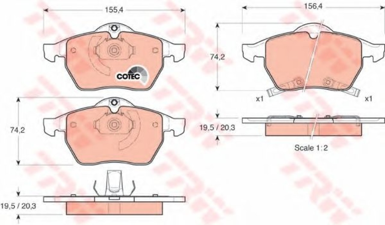 Set placute frana,frana disc SAAB 9-3 Cabriolet (YS3D) (1998 - 2003) TRW GDB1342 piesa NOUA