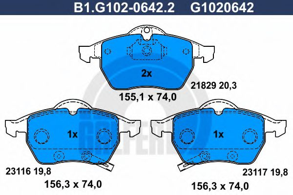 Set placute frana,frana disc SAAB 9-3 (YS3D) (1998 - 2003) GALFER B1.G102-0642.2 piesa NOUA