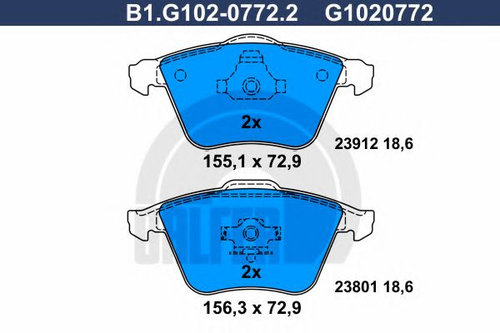 Set placute frana,frana disc SAAB 9-3 (YS3F) (2002 - 2016) GALFER B1.G102-0772.2 piesa NOUA