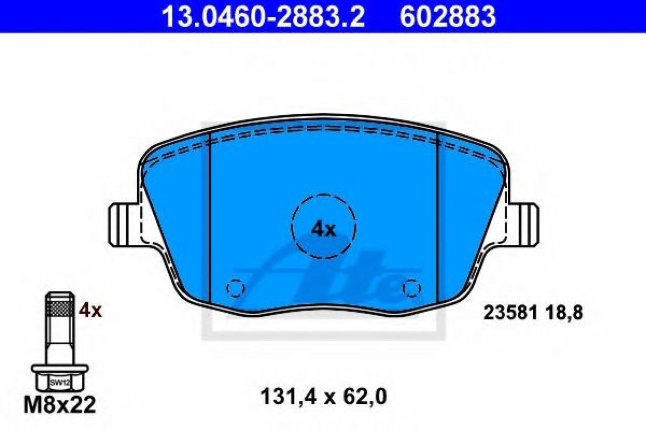 Set placute frana,frana disc SEAT CORDOBA (6L2) (2002 - 2009) ATE 13.0460-2883.2 piesa NOUA
