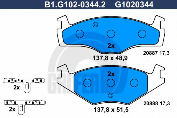 Set placute frana,frana disc SEAT CORDOBA Vario (6K5) (1996 - 1999) GALFER B1.G102-0344.2 piesa NOUA