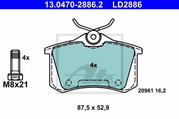 Set placute frana,frana disc SEAT EXEO ST (3R5) (2009 - 2016) ATE 13.0470-2886.2 piesa NOUA
