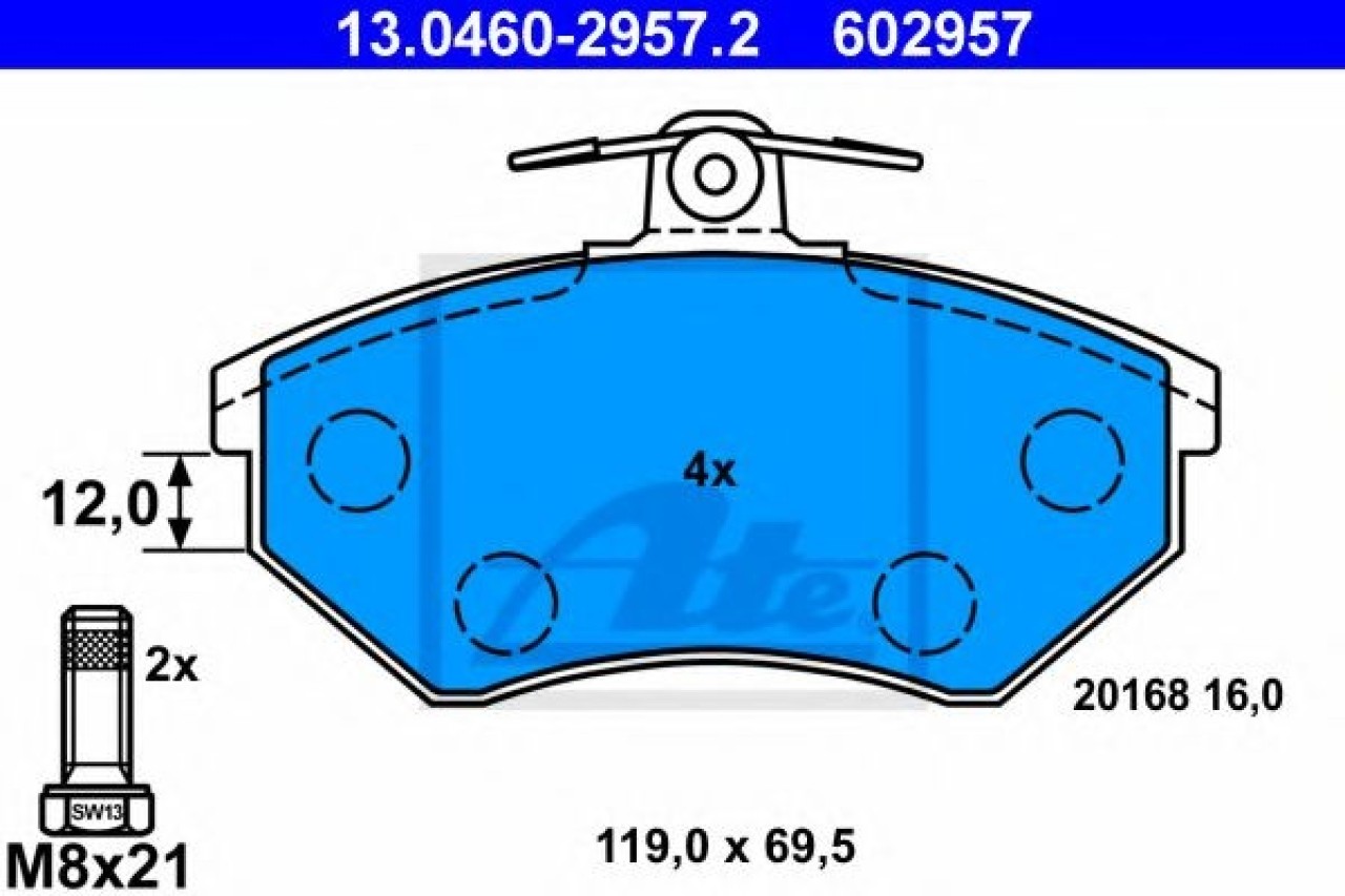 Set placute frana,frana disc SEAT IBIZA II (6K1) (1993 - 1999) ATE 13.0460-2957.2 piesa NOUA
