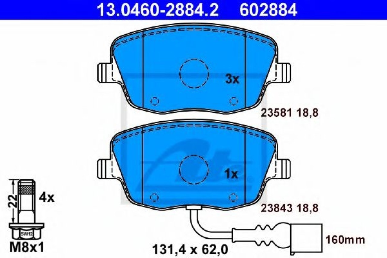 Set placute frana,frana disc SEAT IBIZA IV (6L1) (2002 - 2009) ATE 13.0460-2884.2 piesa NOUA