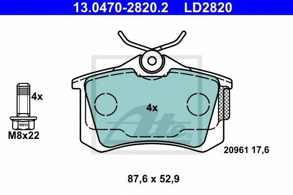 Set placute frana,frana disc SEAT IBIZA V ST (6J8, 6P8) (2010 - 2016) ATE 13.0470-2820.2 piesa NOUA