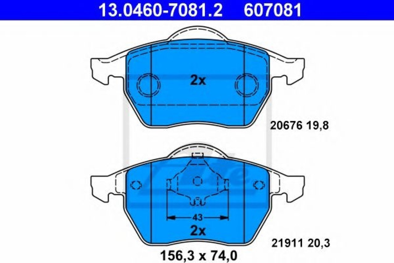 Set placute frana,frana disc SEAT LEON (1M1) (1999 - 2006) ATE 13.0460-7081.2 piesa NOUA
