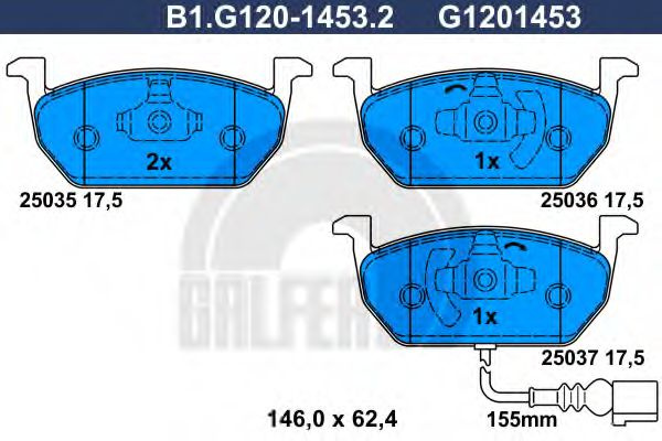 Set placute frana,frana disc SEAT LEON SC (5F5) (2013 - 2016) GALFER B1.G120-1453.2 piesa NOUA