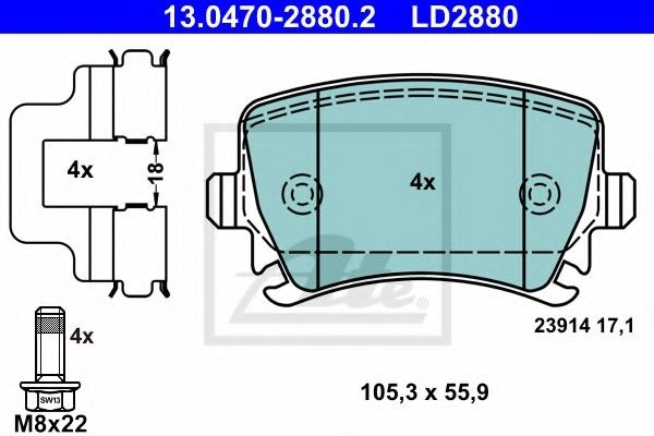 Set placute frana,frana disc SEAT LEON ST (5F8) (2013 - 2016) ATE 13.0470-2880.2 piesa NOUA