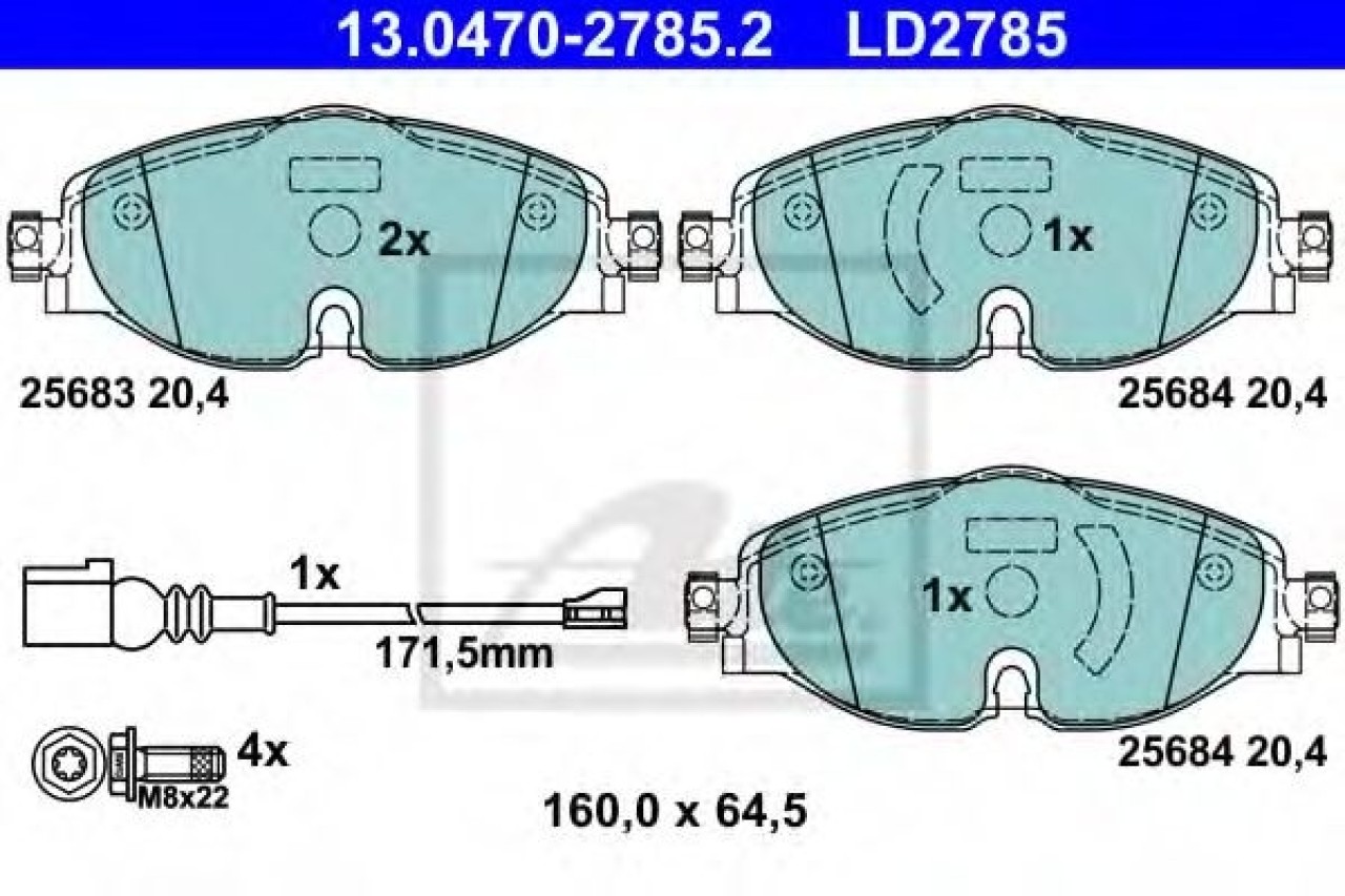 Set placute frana,frana disc SEAT LEON ST (5F8) (2013 - 2016) ATE 13.0470-2785.2 piesa NOUA