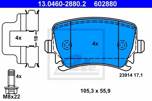 Set placute frana,frana disc SEAT LEON ST (5F8) (2013 - 2016) ATE 13.0460-2880.2 piesa NOUA