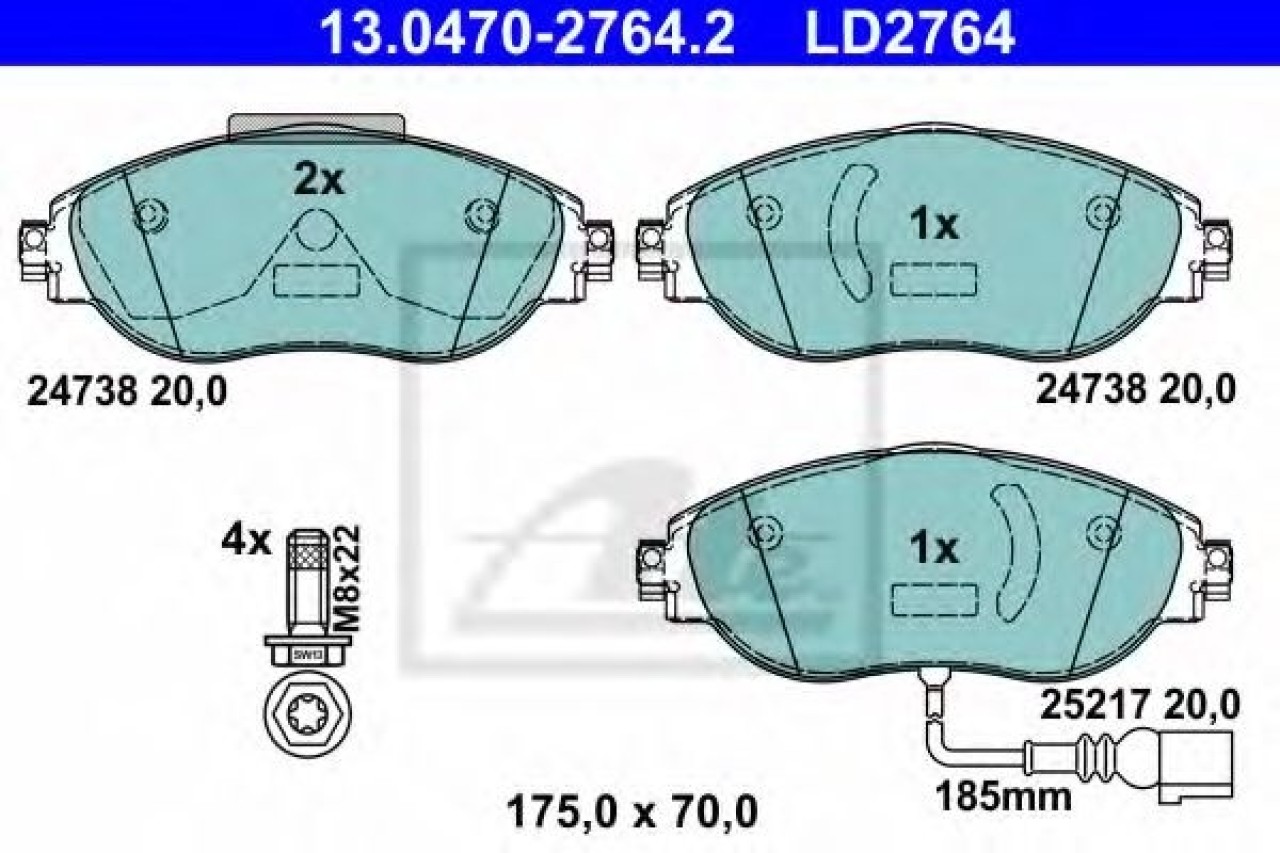 Set placute frana,frana disc SEAT LEON ST (5F8) (2013 - 2016) ATE 13.0470-2764.2 piesa NOUA