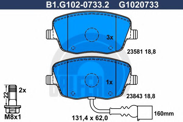 Set placute frana,frana disc SKODA FABIA I (6Y2) (1999 - 2008) GALFER B1.G102-0733.2 piesa NOUA