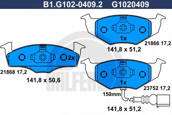 Set placute frana,frana disc SKODA FABIA I (6Y2) (1999 - 2008) GALFER B1.G102-0409.2 piesa NOUA