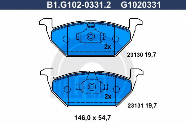 Set placute frana,frana disc SKODA FABIA I Limuzina (6Y3) (1999 - 2007) GALFER B1.G102-0331.2 piesa NOUA