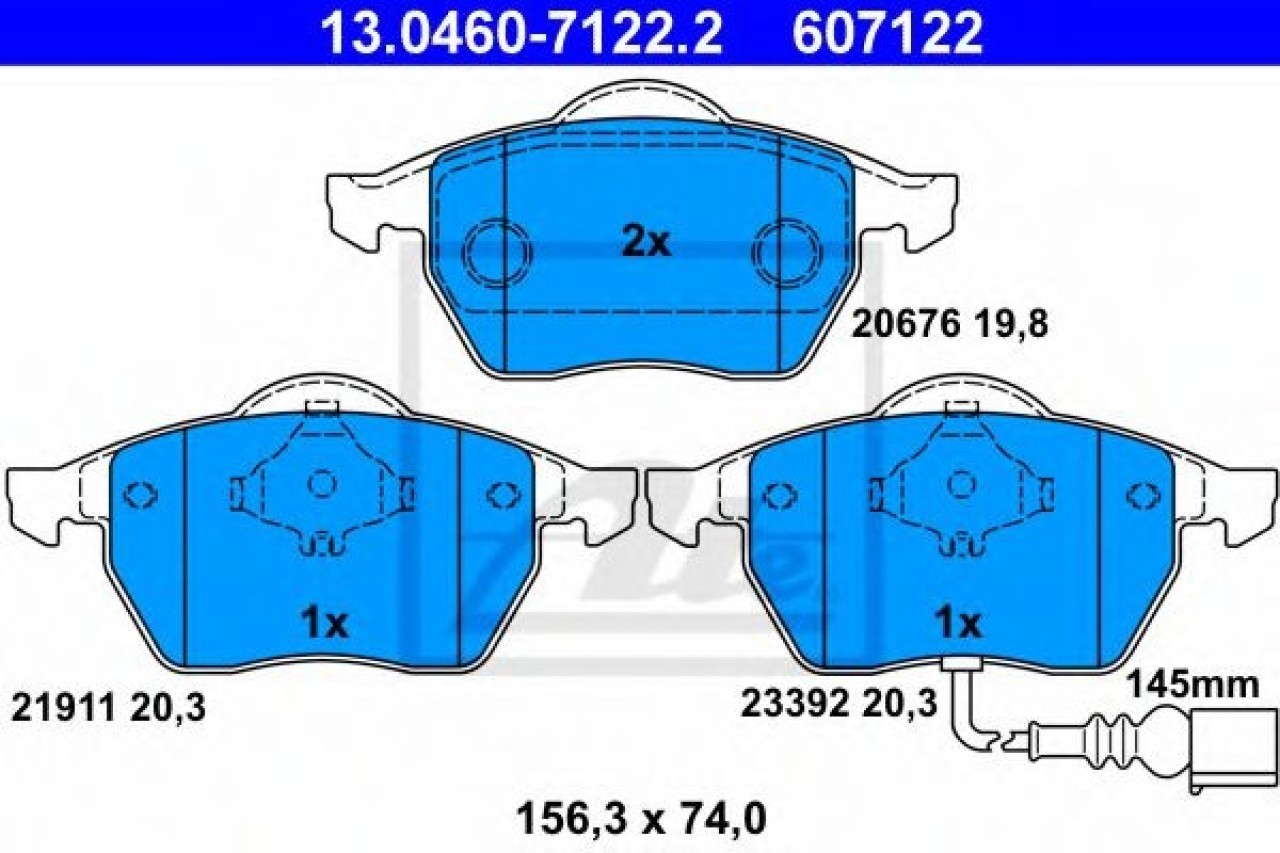 Set placute frana,frana disc SKODA OCTAVIA I (1U2) (1996 - 2010) ATE 13.0460-7122.2 piesa NOUA