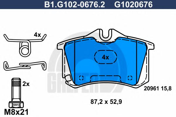 Set placute frana,frana disc SKODA OCTAVIA I (1U2) (1996 - 2010) GALFER B1.G102-0676.2 piesa NOUA