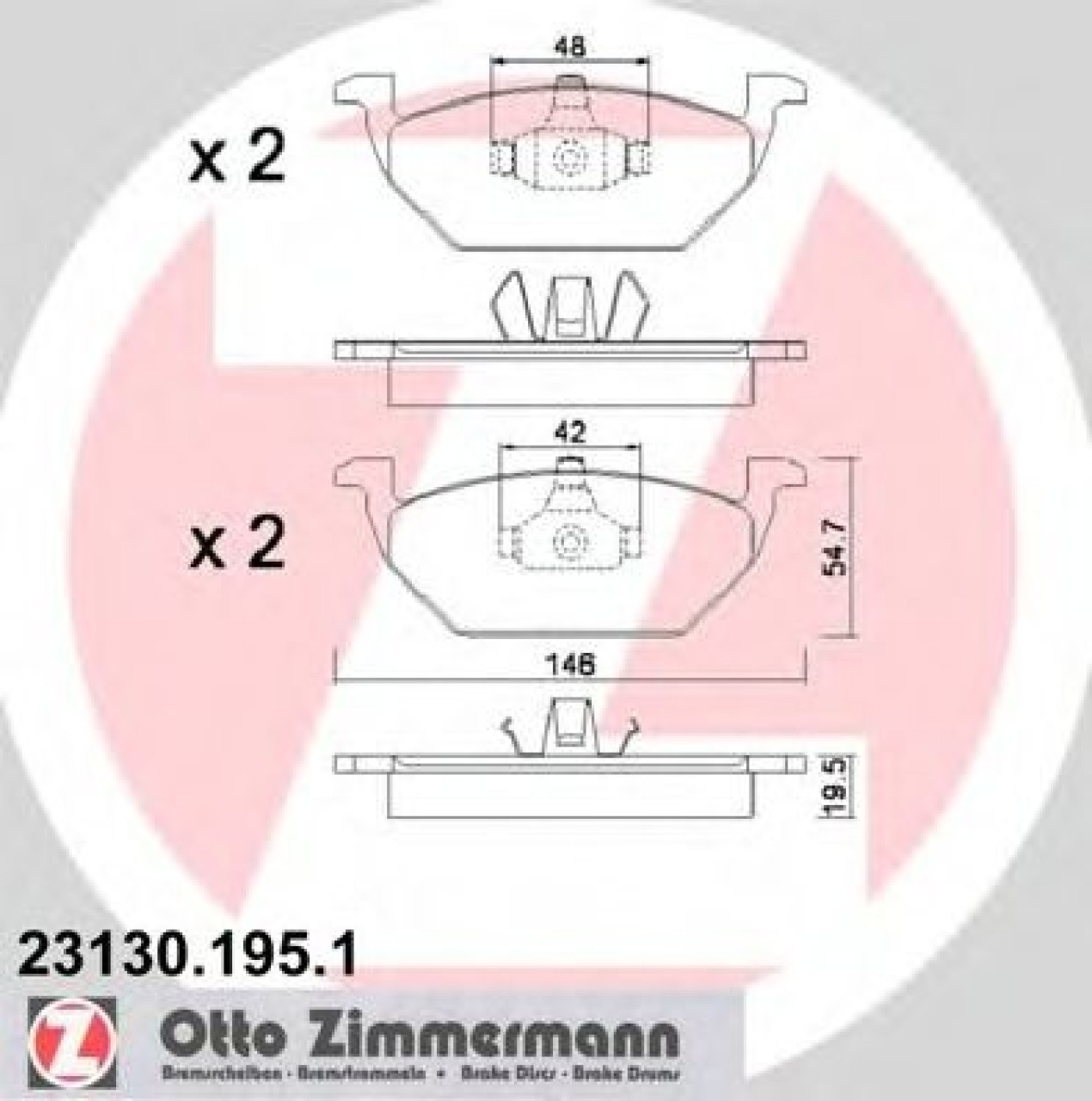 Set placute frana,frana disc SKODA OCTAVIA I Combi (1U5) (1998 - 2010) ZIMMERMANN 23130.195.1 piesa NOUA