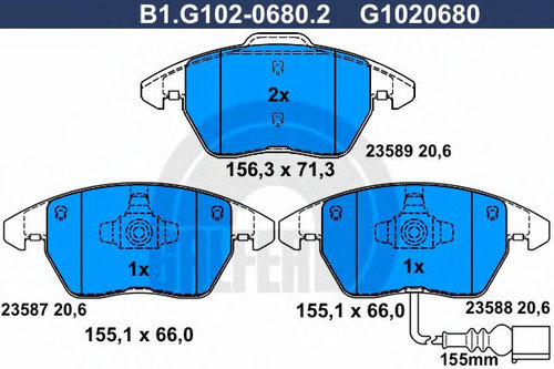 Set placute frana,frana disc SKODA RAPID Spaceback (NH1) (2012 - 2016) GALFER B1.G102-0680.2 piesa N...