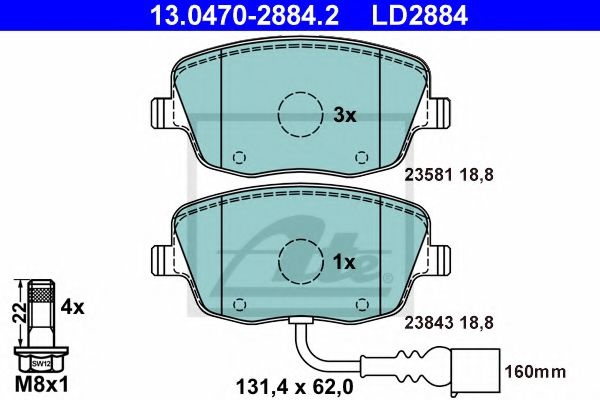 Set placute frana,frana disc SKODA ROOMSTER Praktik (5J) (2007 - 2015) ATE 13.0470-2884.2 piesa NOUA