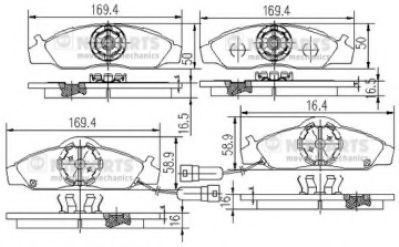 Set placute frana,frana disc SSANGYONG MUSSO (FJ) (1993 - 2016) NIPPARTS J3600400 piesa NOUA