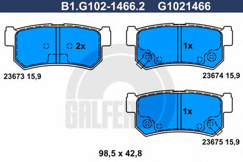 Set placute frana,frana disc SSANGYONG REXTON (GAB) (2002 - 2012) GALFER B1.G102-1466.2 piesa NOUA