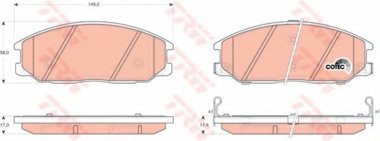 Set placute frana,frana disc SSANGYONG REXTON (GAB) (2002 - 2012) TRW GDB3297 piesa NOUA