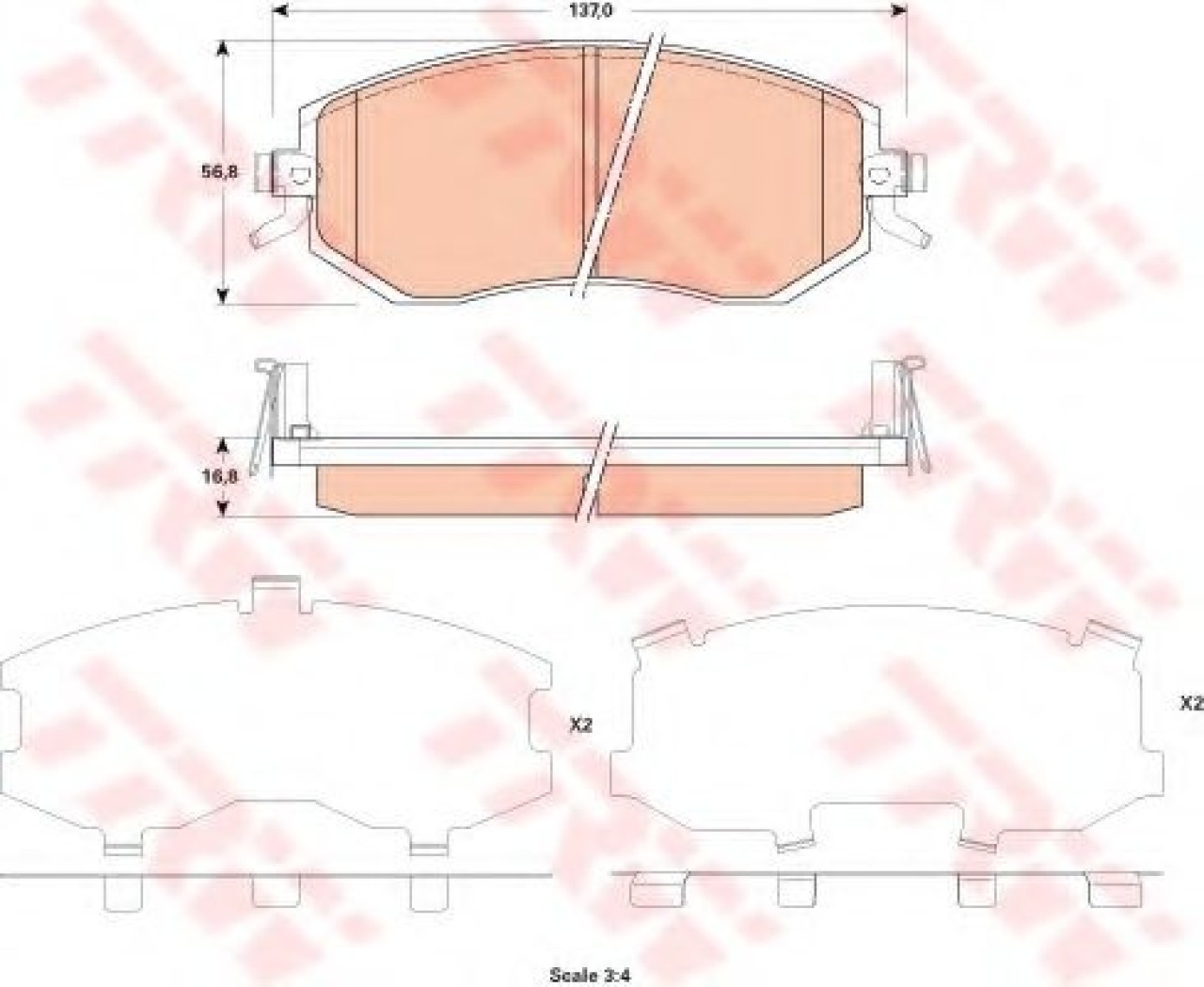 Set placute frana,frana disc SUBARU FORESTER (SH) (2008 - 2016) TRW GDB3519 piesa NOUA