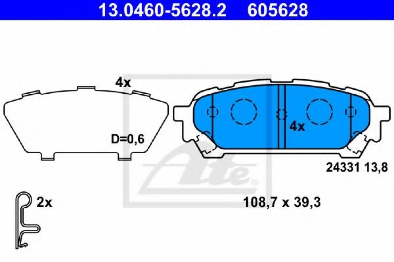 Set placute frana,frana disc SUBARU IMPREZA Limuzina (GD) (1999 - 2016) ATE 13.0460-5628.2 piesa NOUA