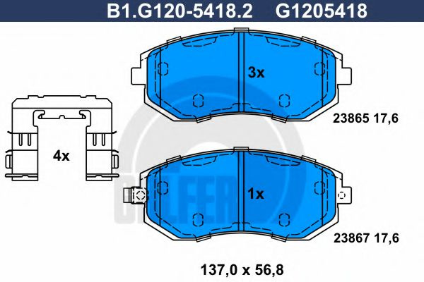 Set placute frana,frana disc SUBARU LEGACY IV (BL, BP) (2003 - 2016) GALFER B1.G120-5418.2 piesa NOUA