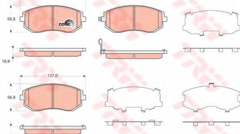 Set placute frana,frana disc SUBARU LEGACY IV (BL, BP) (2003 - 2016) TRW GDB3371 produs NOU