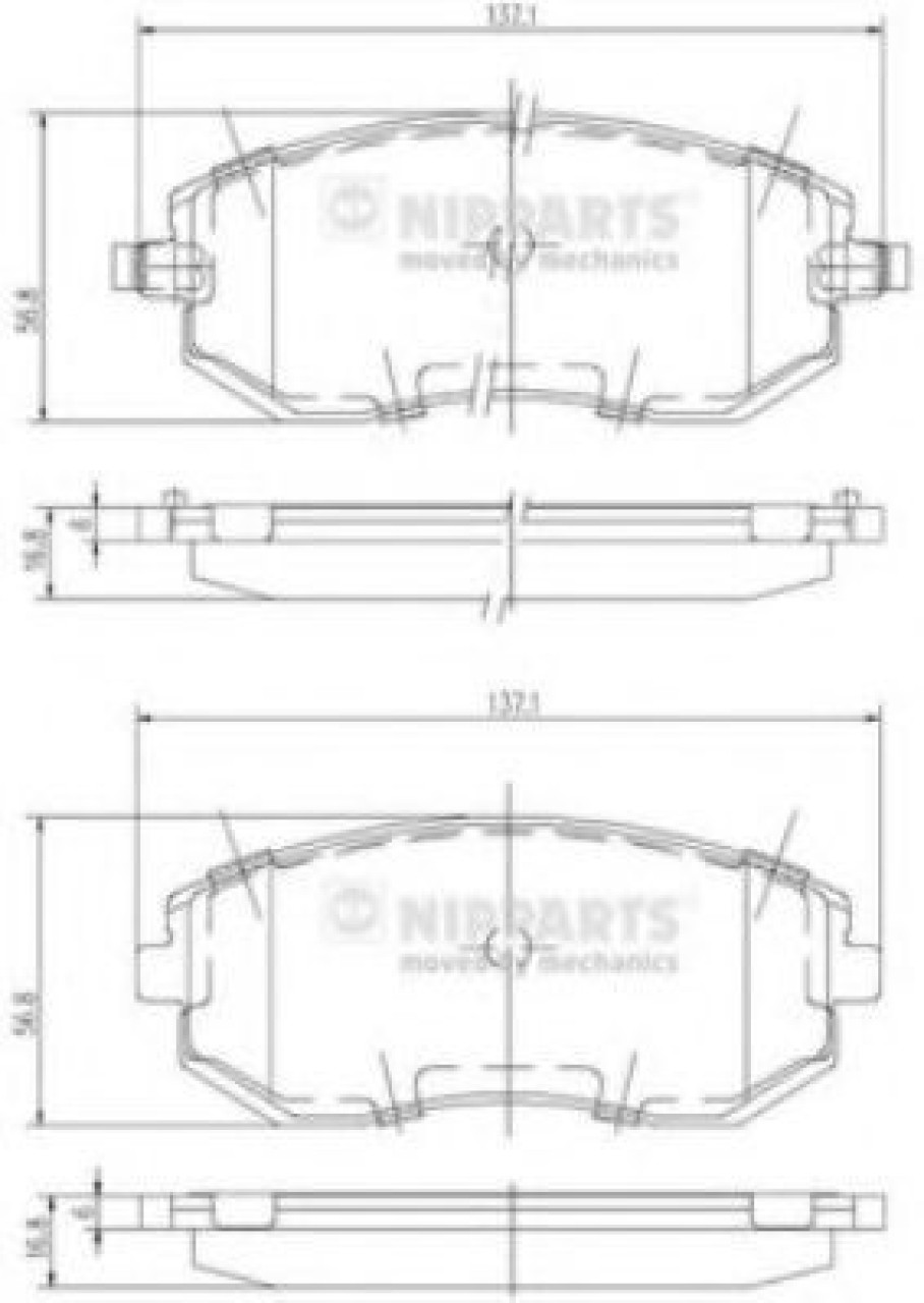 Set placute frana,frana disc SUBARU OUTBACK (BM, BR) (2009 - 2014) NIPPARTS J3607015 piesa NOUA