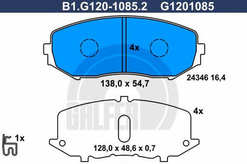 Set placute frana,frana disc SUZUKI GRAND VITARA II (JT) (2005 - 2016) GALFER B1.G120-1085.2 piesa N...