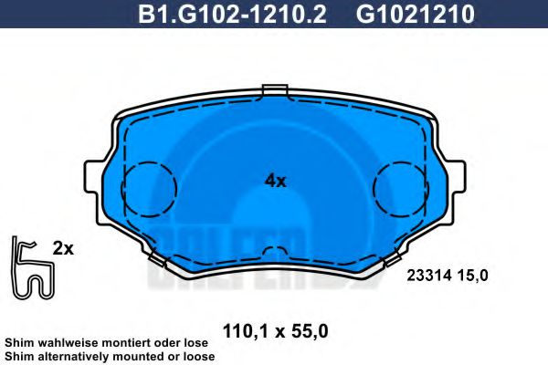 Set placute frana,frana disc SUZUKI GRAND VITARA I Cabriolet (GT) (1998 - 2005) GALFER B1.G102-1210.2 piesa NOUA