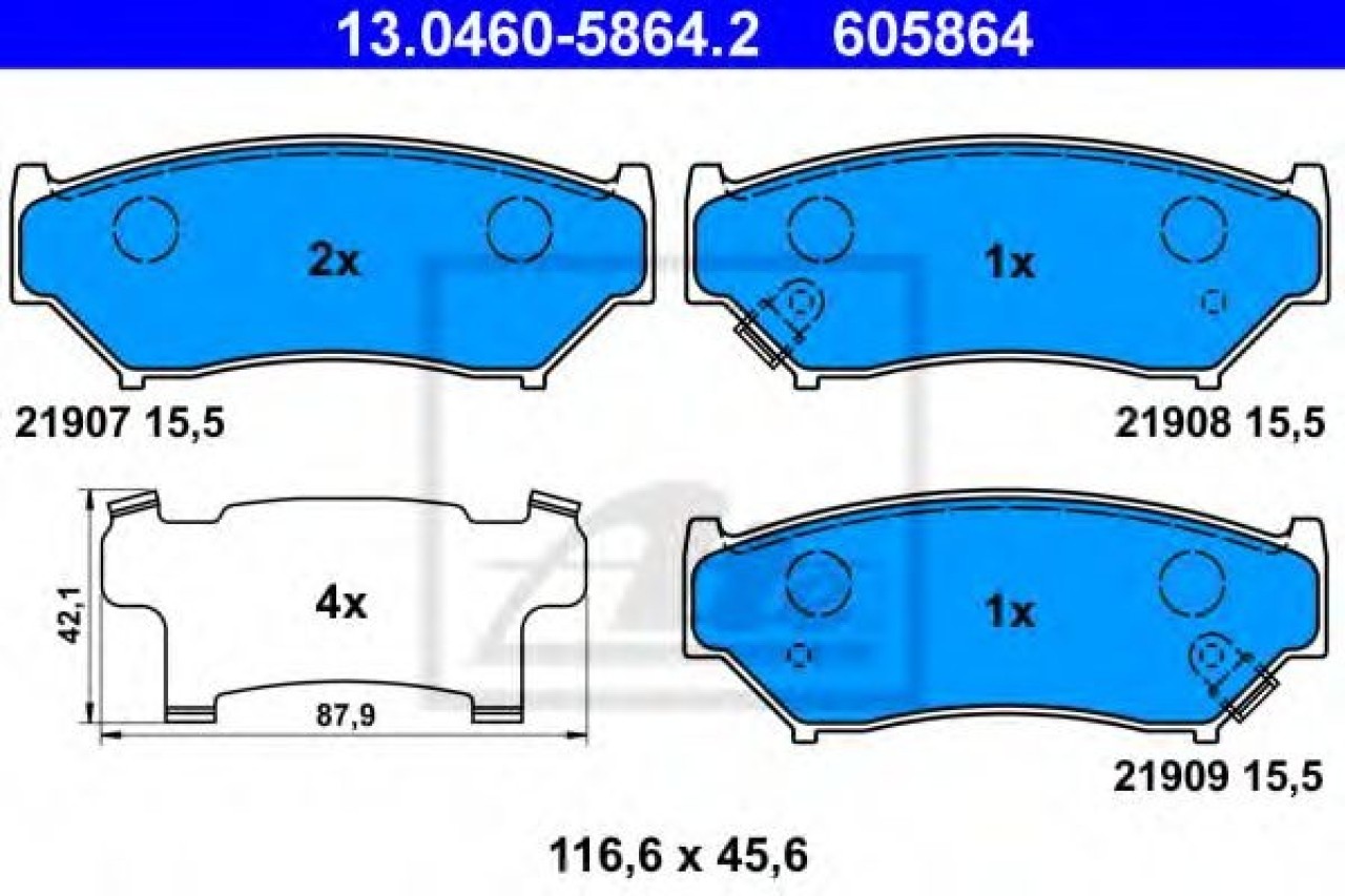 Set placute frana,frana disc SUZUKI JIMNY (FJ) (1998 - 2016) ATE 13.0460-5864.2 piesa NOUA