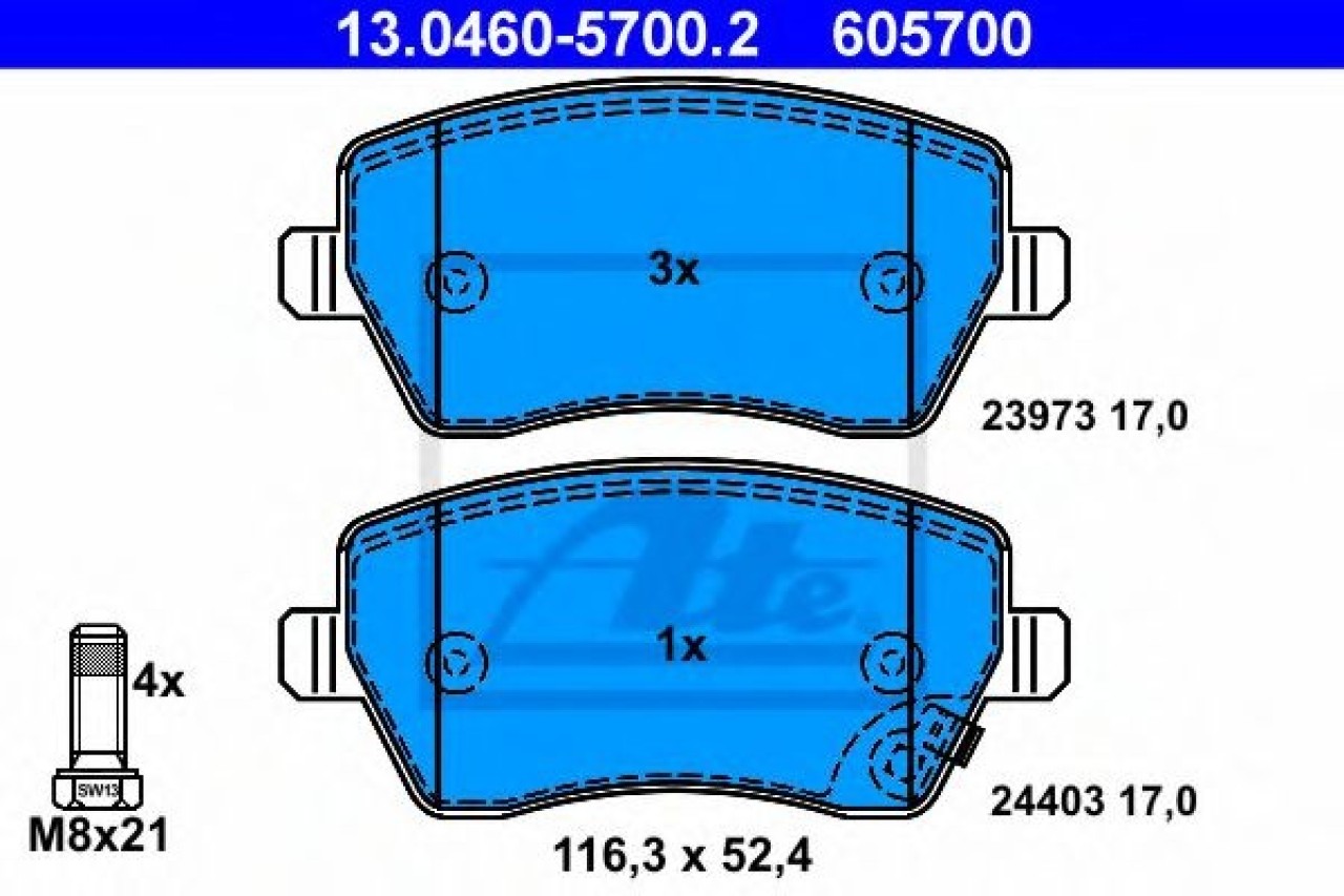 Set placute frana,frana disc SUZUKI SWIFT III (MZ, EZ) (2005 - 2016) ATE 13.0460-5700.2 piesa NOUA