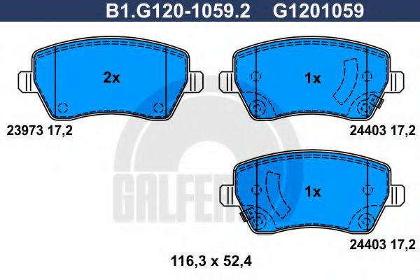Set placute frana,frana disc SUZUKI SWIFT III (MZ, EZ) (2005 - 2016) GALFER B1.G120-1059.2 piesa NOUA