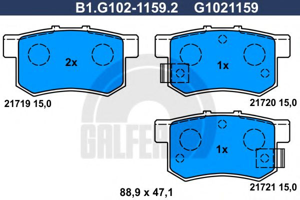 Set placute frana,frana disc SUZUKI SWIFT III (MZ, EZ) (2005 - 2016) GALFER B1.G102-1159.2 piesa NOUA