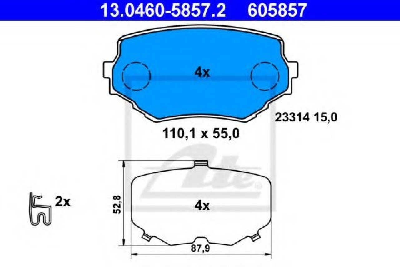 Set placute frana,frana disc SUZUKI VITARA Cabrio (ET, TA) (1988 - 2002) ATE 13.0460-5857.2 piesa NOUA