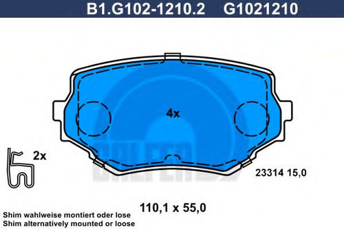 Set placute frana,frana disc SUZUKI VITARA Cabrio (ET, TA) (1988 - 2002) GALFER B1.G102-1210.2 piesa...